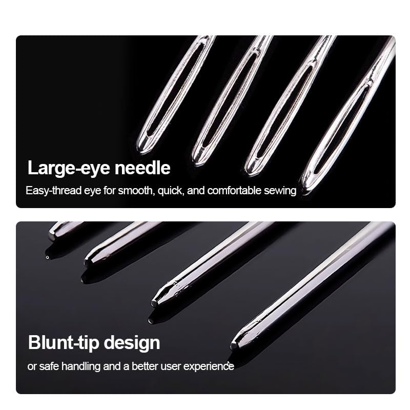 Generic 15PCS Large Eye Sewing Needles, 3 Sizes, Stainless Steel, Silver, Straight, Handmade Yarn Knitting Needles for Hand Sewing Art Crafts