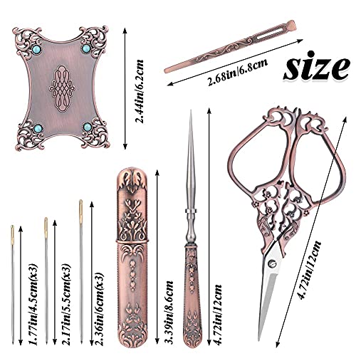 SHWAKK Embroidery Scissors Kit, Vintage Red Stainless Steel Craft Scissors - color: Vintage Red