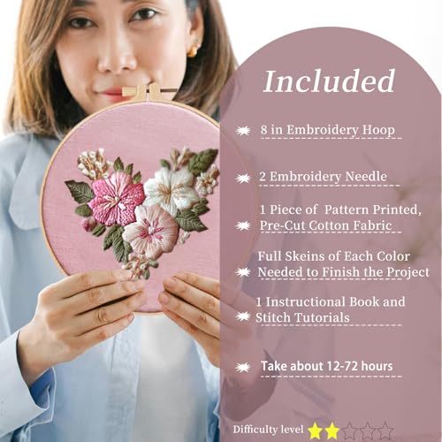 FONNUY I Love You Embroidery Kit for Beginners, Pre-Stamped Pattern Kits, Romantic Anniversary for Women Men, Valentine's Day Gifts Thread Needlework, 8'' Hoop (Love 04) - color: Love 04
