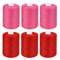 Red Thread for Sewing, 6 Spools of 1000 Yards Polyester Quilting Thread - color: Red+RoseRed