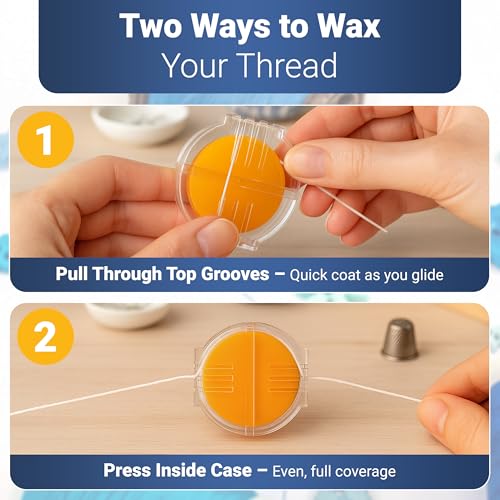 Thread Wax and Thread Conditioner (2pk) - Contains Beeswax for Sewing and Gloss Threads Waxer. Magic Conditioner for Hand Sewing Embroidery. Hand Quilting Supplies to Strengthen and Reduce Knots - style: 2pk beeswax