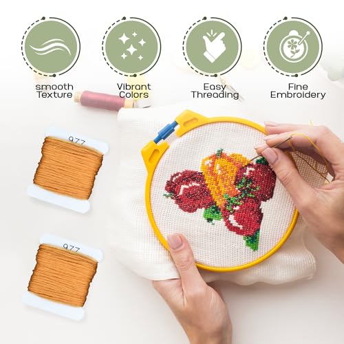 Embroidery Floss Kit and Refills - Cotton Threads - DMC Color Coding for Cross Stitch, String Crafts, Friendship Bracelets - color: 977 Marigold