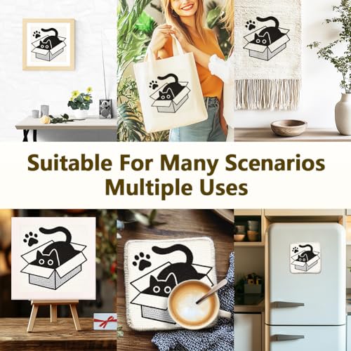 DOODLREAM Hiding Cat DIY Punch Needle Embroidery Kit for Beginner - color: Black Cat