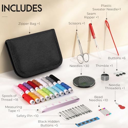 Coquimbo Sewing Kit for Adults, Christmas Stocking Stuffers for Teen Girls - color: Black, size: M