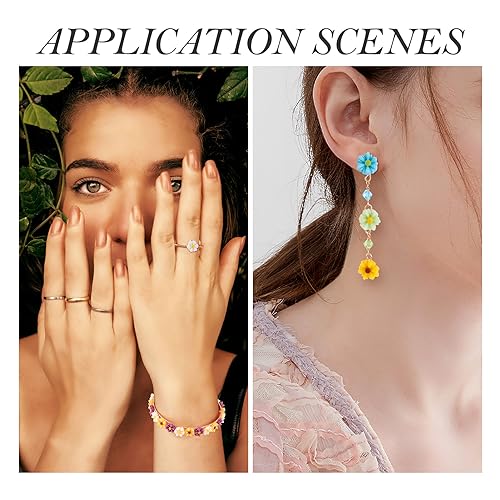 Beadthoven 50pcs 9mm 2/5 Inch Mini Resin Flower Cabochons Mixed Colors No Hole Daisy Flat Back Charms Mini Flowers Cameo Charms Jewelry Embellishment Supplies for Gluing DIY Jewelry Earrings Rings - color: 0Daisy-Mixed#9mm
