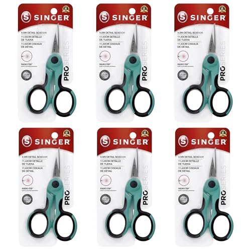 SINGER 4.5" Serger & Detail Embroidery Scissors, Sharp Tip, 6 Count - style: 6-Pack