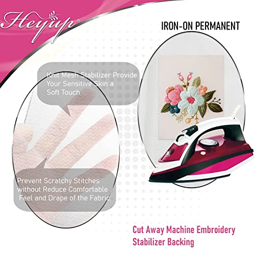 Iron on Embroidery Stitch Cover 8" x 9 Yd Light Weight Stabilizer Prevent Scratchy or Itchy Stitches, Soft Touch Backing for Sensitive Skin, Babies, and Embroidery Garments, 2 Pack - size: 2 Pack