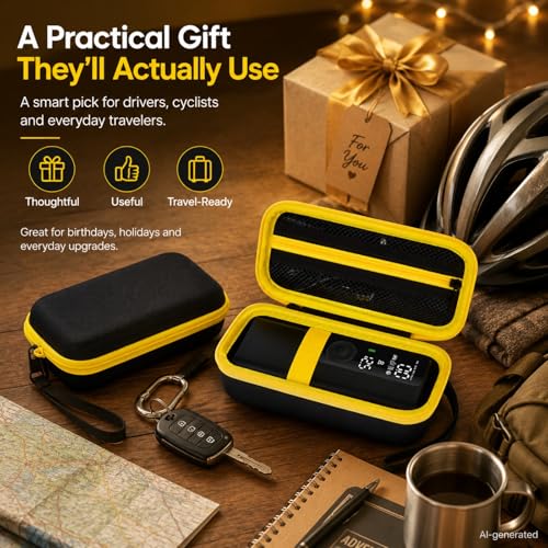Hard Tire Inflator Case for Airmoto 120 PSI Air Compressor - color: Black+Yellow Zipper