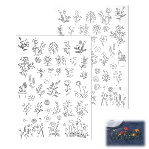 72PCS Water Soluble Embroidery Patterns, Stick and Stitch Paper