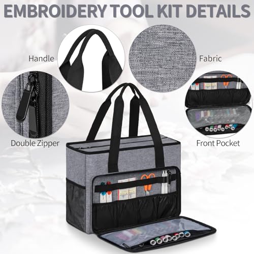 GMAK Embroidery Storage Bag, Embroidery Project Storage Carrying Tote Bag - color: Grey