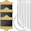 VONEEDL Upholstery Repair Kit: Waxed Sewing Thread (3 Rolls - Black Color) & Heavy Duty Needles (11 PCS) for Leather, Canvas & Quilting Thread - color: Black 3