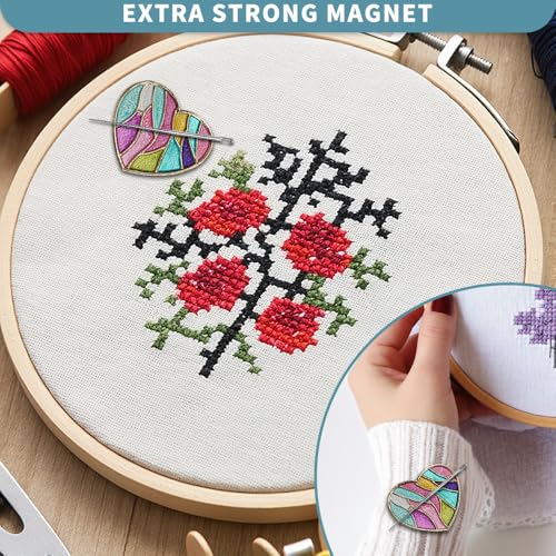 Magnetic Needle Minder Magnet Embroidery Accessories and Supplies Embroidery Needle Holder Cross Stitch Holder Needlework Supplies (Cardinal) (Love) - size: Love