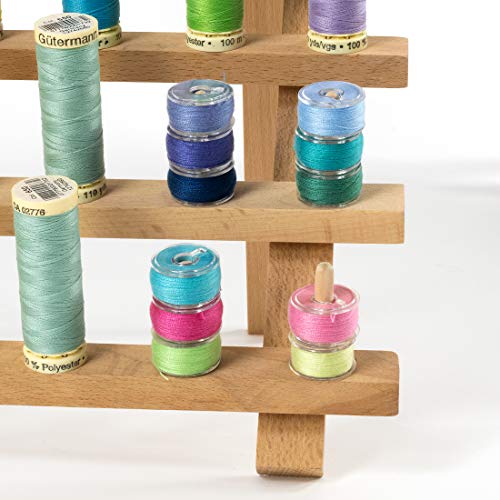 Dritz Wooden Thread Rack – Holds 60 Spools – Wall-Mount or Free-Standing with Pull-Out Legs – Wood Organizer for Sewing, Quilting, & Hair Braiding, 1 Count (Pack of 4) - size: 1 Count (Pack of 4)