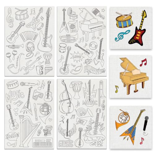 BENECREAT 4 Sheets 76Pcs Music Water Soluble Embroidery Patterns, Guitar Hand Sewing Stabilizers Stick and Stitch Embroidery Paper for Embroidery Beginners, Shirts, Coats, Bags, Towels - color: Music