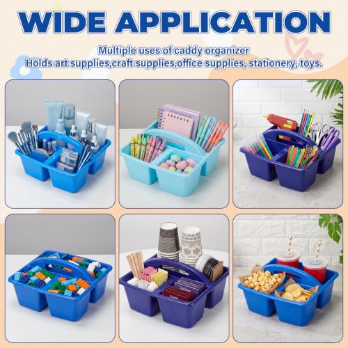 Kathfly 12 Pack Classroom Caddy Organizer with Handle Bulk, Blue - color: Blue