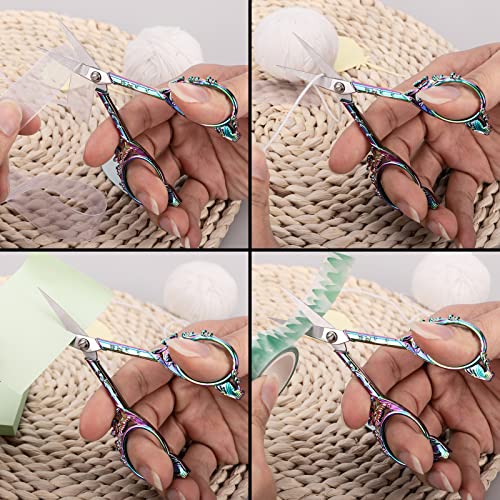 YOUGUOM Sewing Embroidery Scissors, Small Craft Scissor with Cover - color: Rainbow