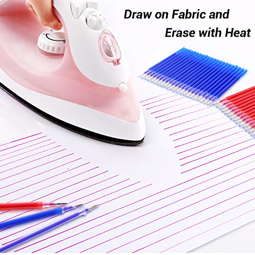 Heat Erasable Fabric Marking Pens with 28 Refills for Tailors Sewing, and Quilting Dressmaking, 4 Colors Heat Erase Pens for Fabrics.