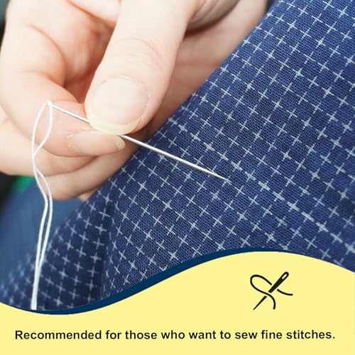 MISUYA CHUBE Sashiko Needles Set of 5, Japanese Embroidery Hand Sewing Needles, Large Eye, Durable Steel, Smooth Stitching, Made in Japan (2.14 Inches) - size: 2.14 Inches