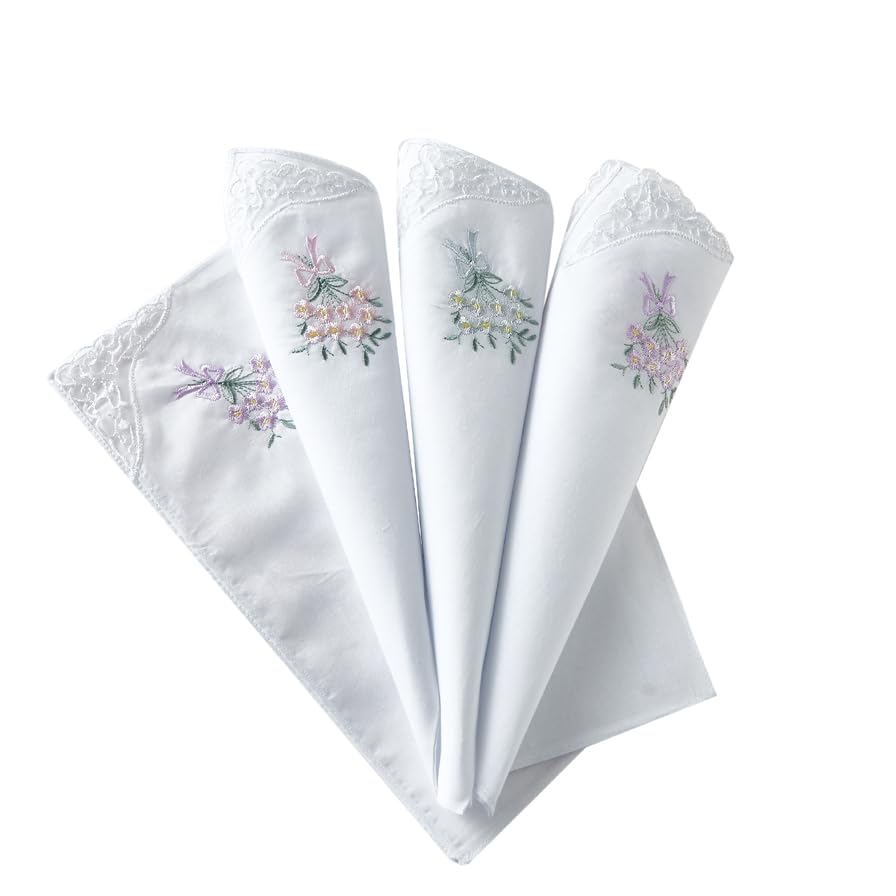 RDS HANKYTEX Cotton Embroidery Ladies' Handkerchiefs Lace Set of 6 - style: 9
