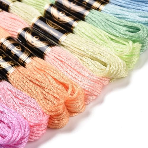 12 Skeins Spring Color Cross Stitch Threads 0.5mm Embroidery Floss 6 Ply Polyester Friendship Bracelets Floss Crafts Floss 12 Color 8.75 Yards(8m)/Skein - color: 12 Skeins, Spring Color