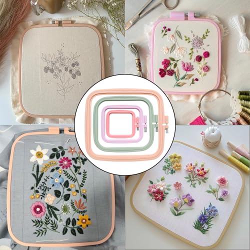 WINDAWNKE 3 Pack Square Embroidery Hoops 3 Sizes, 3", 4.3", 6.5"