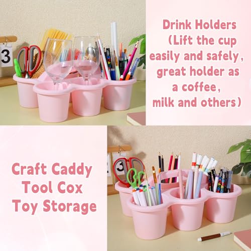 gisgfim 6 Pack Classroom Caddy Organizer with Handle, 6 Compartments, Pink - color: Pink
