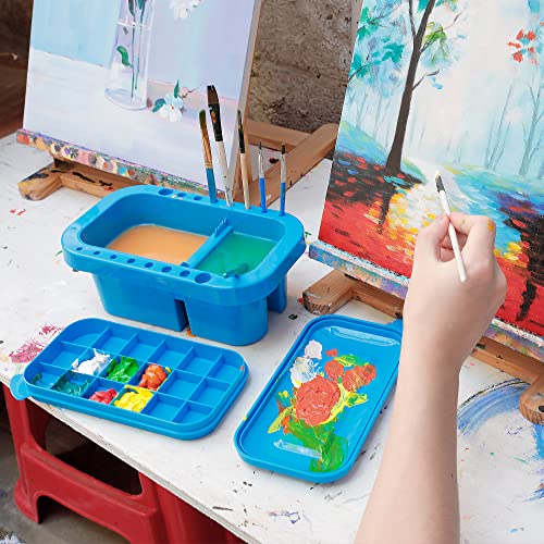 MyLifeUNIT Paint Brush Cleaner, Paint Brush Holder with Palette, Royal Blue - color: Royal Blue