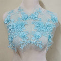 2 Pair 29 * 13cm Red/Pink/Purple/Sky Blue Wedding Dress Lace Shirt Accessories Embroidery Lace Garment Design DIY Accessories (Sky Blue) - color: Sky blue