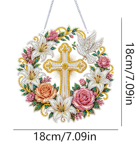 ARPADAMO Cross Diamond Art Kits for Adults, Acrylic Hanging Suncatcher - color: DP05086