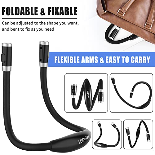 LEDGLE Neck Book Light for Reading,Rechargeable,6 Brightness Classic-Black - style: Old Design- Black