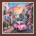 Dimensean Counted Cross Stitch Kit for Beginners, 11CT Unprinted Cross-Stitch Kit Easy Patterns Needlepoint Kit Cross Stitching Embroidery Kit Supplies-Flower Street Car Scenery 18x18 inch - color: Patterns13