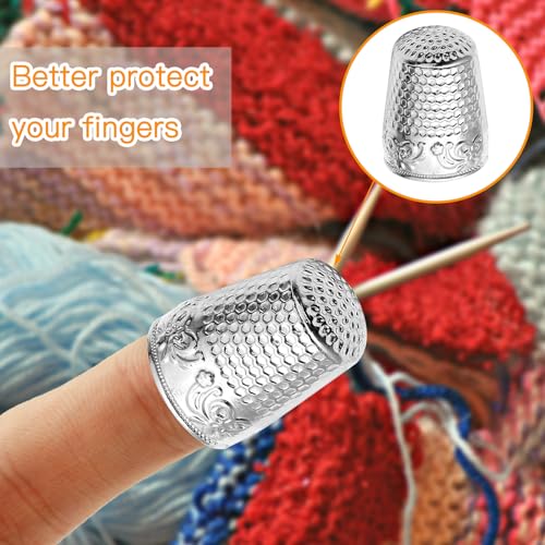 Coufce 4 Pcs Silver Metal Sewing Thimble - color: Silver