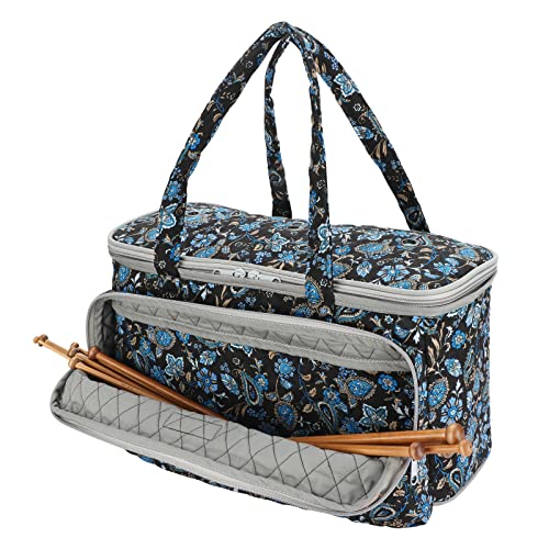 Yarn Bag-Large Size-Yarn Storage Organizer with Grommets-Portable Crochet Bag for Yarn Skeins-Crochet Hooks-Knitting Needles -Other Accessories (Paisley-Purple) - color: Paisley-Purple