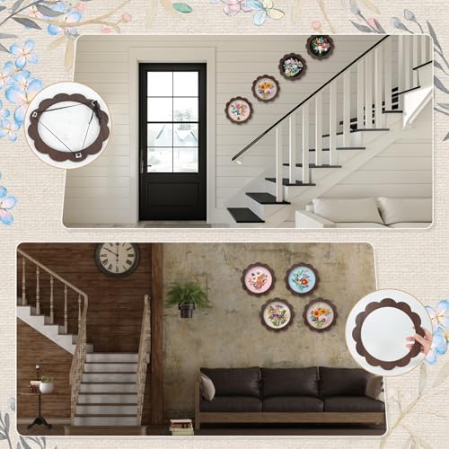 4 Sets Wood Embroidery Hoop Frame 8 Inch Sunflower Embroidery Display Frame Large Round Wooden Embroidery Frame for Finished Cross Stitch Hoop Frame DIY Decor Sewing Ornaments - style: Retro Brown
