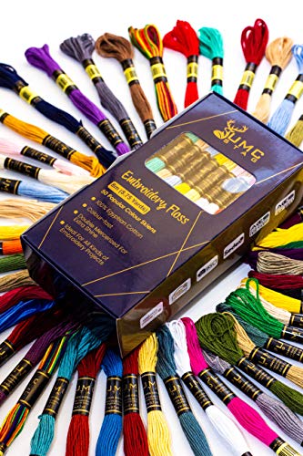 Pack of 50 Popular Colours Premium Embroidery Thread | 100% Egyptian Cotton Premium Skeins | Cross Stitch Embroidery Floss | Oeko TEX Certified Stranded Cotton | Ideal for Arts & Crafts - color: Mixed Rainbow Colours