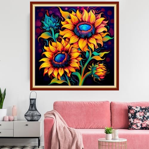 Redxing Stamped Cross Stitch Kits Embroidery kit for Beginners Adults Full Range of Embroidery Patterns Starter Kits DIY Printed Cross Stitch Kits Needlepoint Kits 11CT-Magic Sunflower 18x18 inchs - color: Artskits06