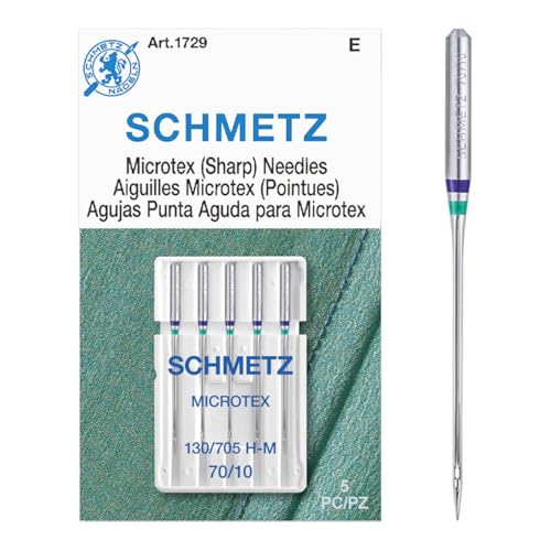 SCHMETZ Microtex Sharp Sewing Machine Needles - Quilting & Topstitching Supplies, Size 70/10, 5-Needle Card, Pack of 1