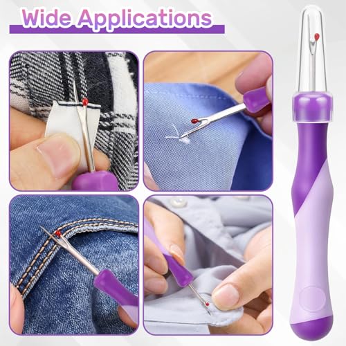 2PCS Seam Rippers,Sewing Stitch Ripper,Thread Cutter Picker Tool,Remover Stitch Tool,Sewing Accessories and Tools for Hand Sewing Knitting Cross-Stitch Embroidery Thread Removal (Green + Purple)