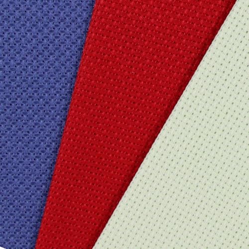 KCS 3 pc of 12" x 18" (30cmx45cm) 14CT Counted Cotton Aida Cloth Cross Stitch Fabric (Red+Light Green+Jeans Blue) - color: Red+light Green+jeans Blue