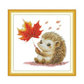 uatouanfy Cross Stitch kit for Beginner 11ct 13.7 * 14.5inch - color: Red Maple Hedgehog