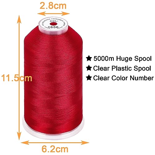 New brothread 5000M Huge Spool Embroidery Machine Thread - Christmas Red - color: Christmas Red-1656