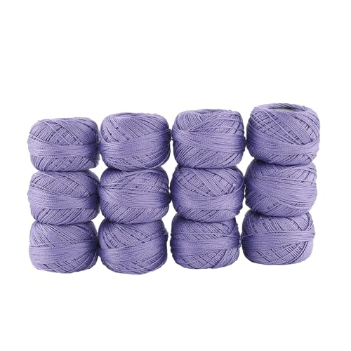 Rhapsody Pearl Cotton Thread Size 8 Crochet Thread Perle 12 Balls Set Hand Knitting, Embroidery, Sashiko, Cross-Stitch, Sewing, Needlepoint, DIY, Quilting (DK Blue Violet, Col. 342) - color: DK Blue Violet, Col. 342