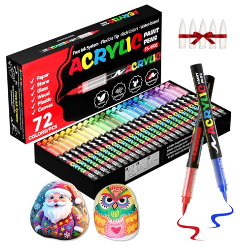 72 Colors Acrylic Paint Markers, Soft Brush Tip Acrylic Markers Set - color: 72 Colors
