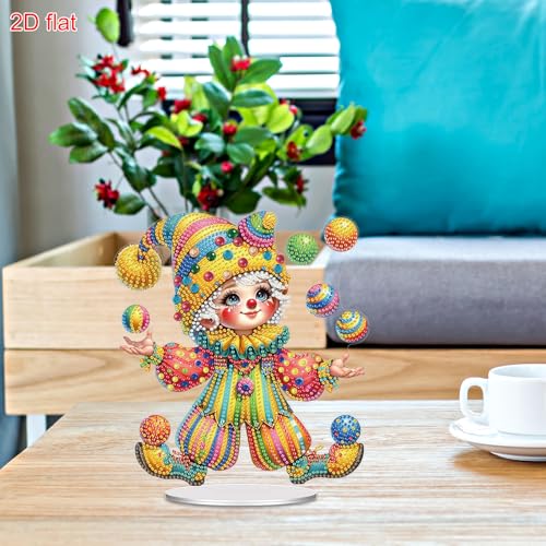 POETRYDRAW Diamond Art Ornament Desktop Kit Circus, Stand Up Diamonds Painting Ornament for Adults, 5D DIY Special Diamond Gem Craft Tabletop Placement Board Kit - color: Circus