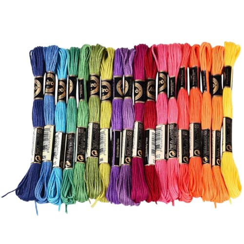 18 Skeins 157.5 Yards Colorful Cross Stitch Floss for Sewing DIY - color: Vibrant Colors