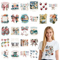 25Pcs Summer Dtf Transfers Ready to Press Faux Yarn Beach Iron on Transfers for Tshirts Coquete Bow Floral Transfer Vinyl Stickers for Clothing Pillows Bag DIY Crafts - color: Summer Beach