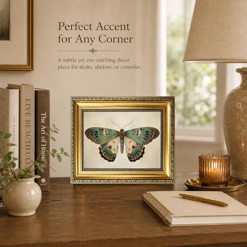 Vintage Gold Framed Butterfly Wall Art,Retro Natural Butterfly Canvas print - color: Butterfly Gold Framed, size: 11"L x 9"W