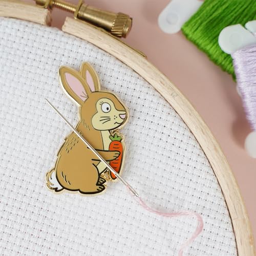 Caterpillar Cross Stitch Needle Minder - Rabbit for Cross Stitch, Sewing, Embroidery and Needlework Accessories, Enamel and Magnetic