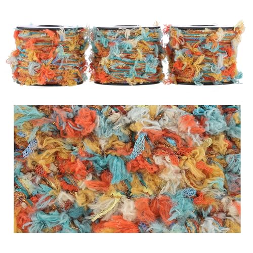 Artisanal Yarn Collection Multifiber Fancy Yarn for Knitting Crocheting Crafts DIY, Set of 3 Rolls (Oriental Aesthetic) - color: Oriental Aesthetic