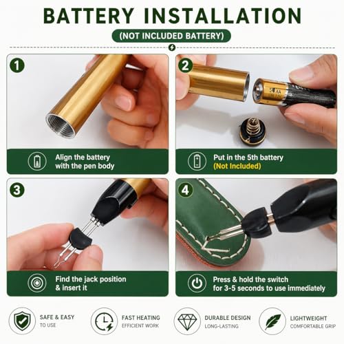 Chispee Thread Burner with one Touch,Thread Zapper for Burning and Trimming Lines, Fast Melting Wax, Leather Heat Transfer, and Stringing Projects (1Pc Burner Pen+10Pcs Tips) - color: Gold Gen 2 - 10 Tips